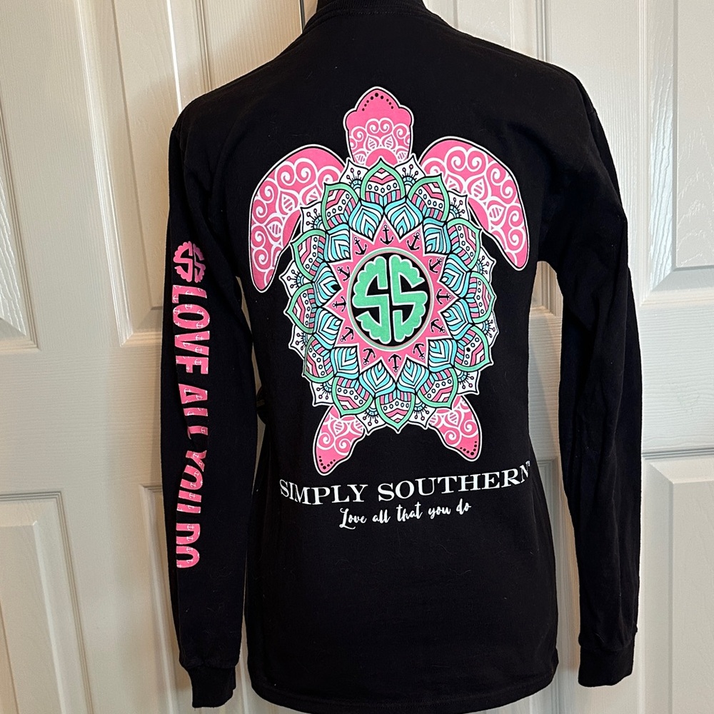 Simply Southern Black and Pink Long Sleeve Tee - Teen/Ladies - Small